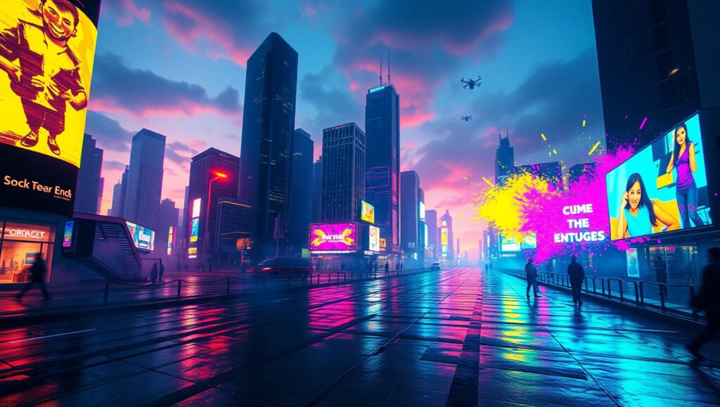 Futuristic City Glitch – free AI stock image