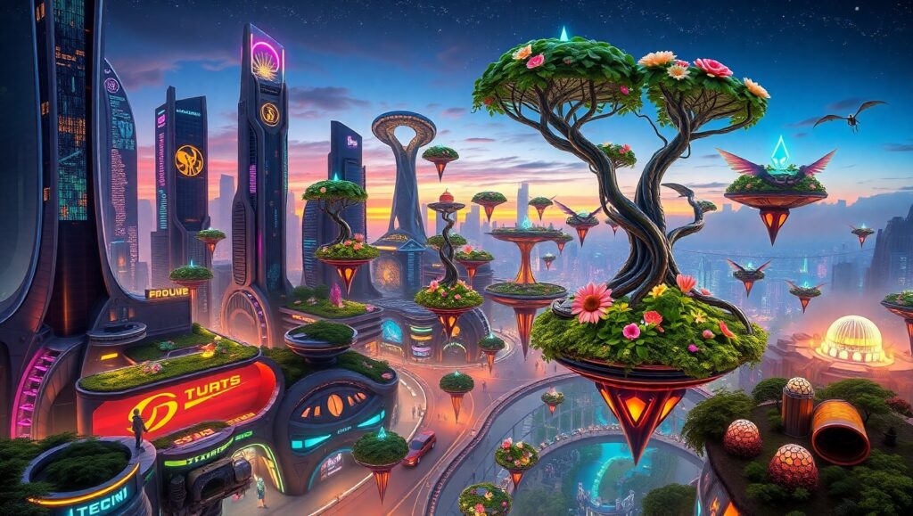 Futuristic City Harmony at – free AI stock image