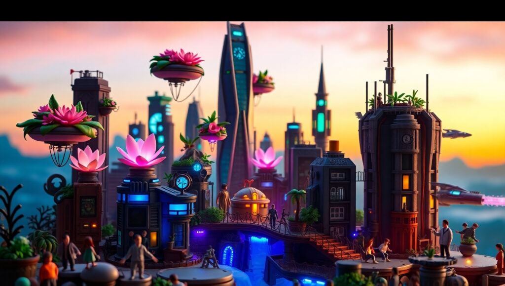 Futuristic City in Clay Style – free AI stock image
