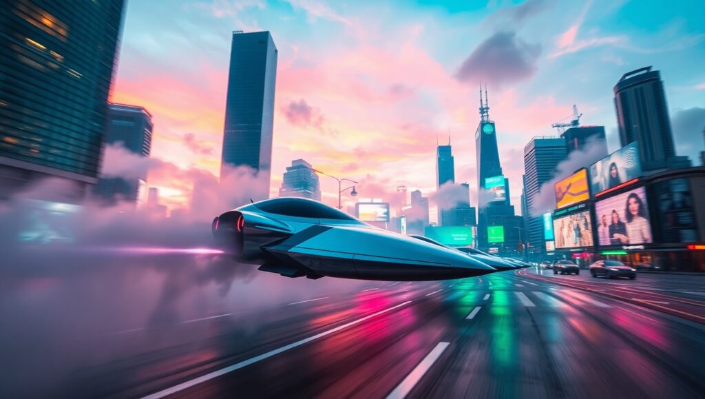 Futuristic City in Motion Gtb – free AI stock image
