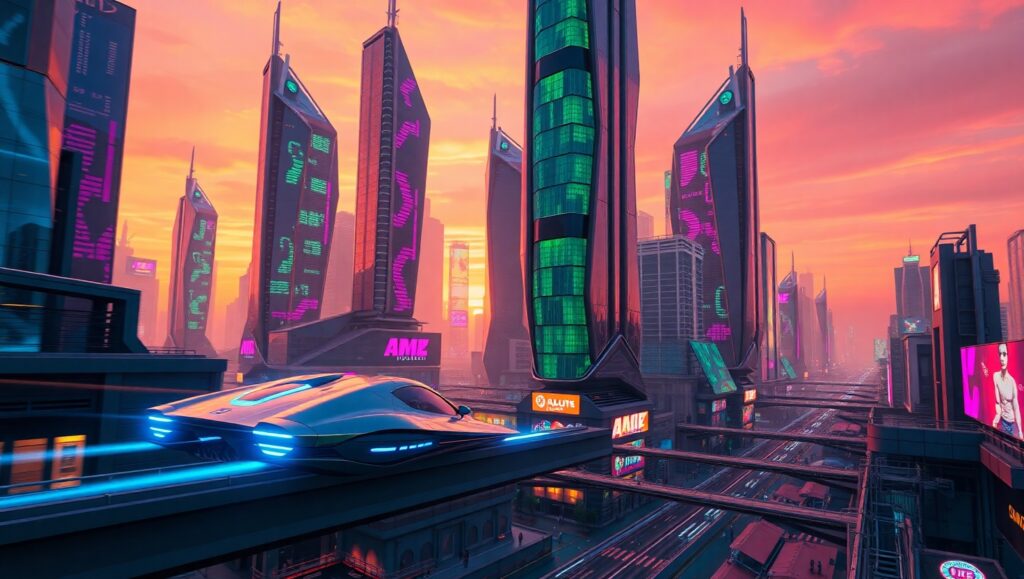 Futuristic City in Motion lkh – free AI stock image