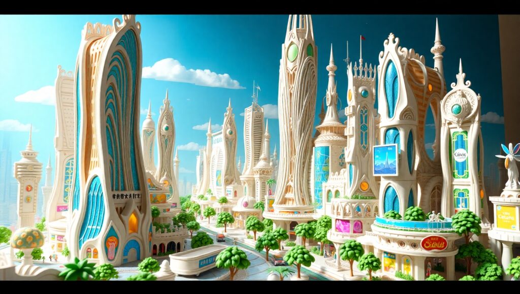 Futuristic City in Papercraft Style – free AI stock image