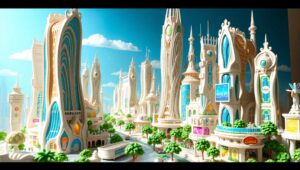 Futuristic City in Papercraft Style – free AI stock image
