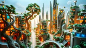 Futuristic City of Nature and – free AI stock image