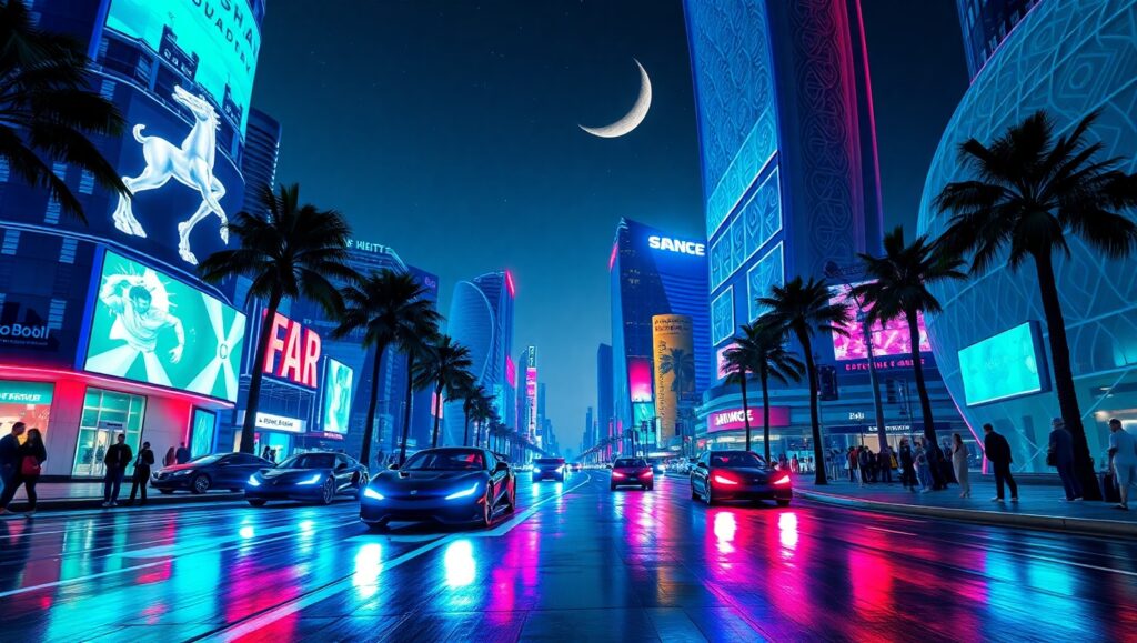 Futuristic City Under Neon Lights eWh – free AI stock image