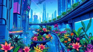 Futuristic City with Floating Gardens 4gf – free AI stock image