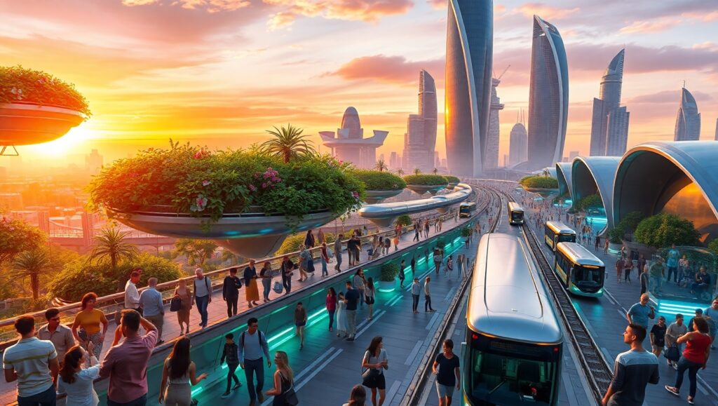 Futuristic City with Floating Gardens 9We – free AI stock image