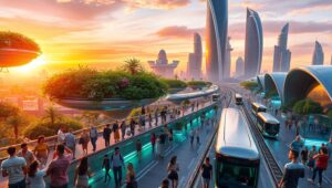 Futuristic City with Floating Gardens 9We – free AI stock image