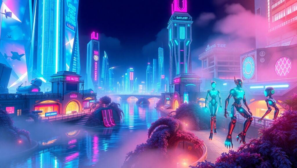 Futuristic City with Floating Gardens – free AI stock image