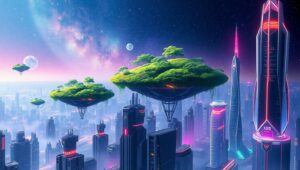 Futuristic City with Floating Gardens zwL – free AI stock image