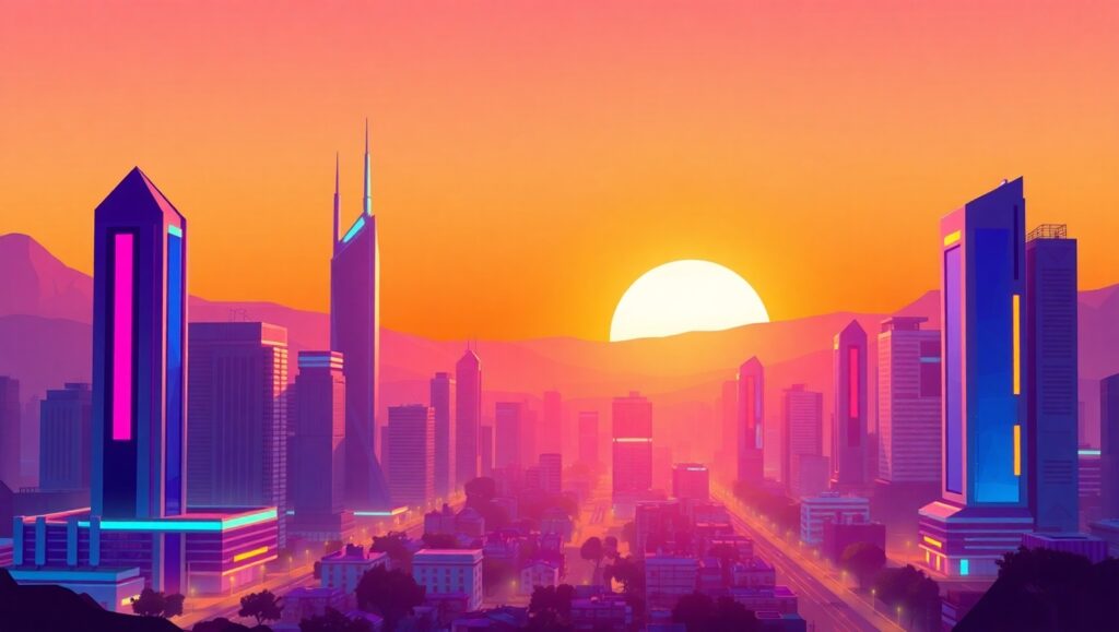 Futuristic Cityscape at Dusk u8n – free AI stock image