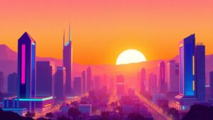 Futuristic Cityscape at Dusk u8n – free AI stock image