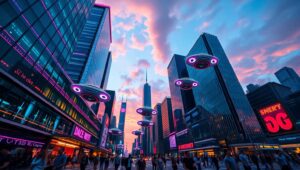 Futuristic Cityscape at Dusk UvX – free AI stock image