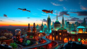 Futuristic Clay City at Twilight – free AI stock image