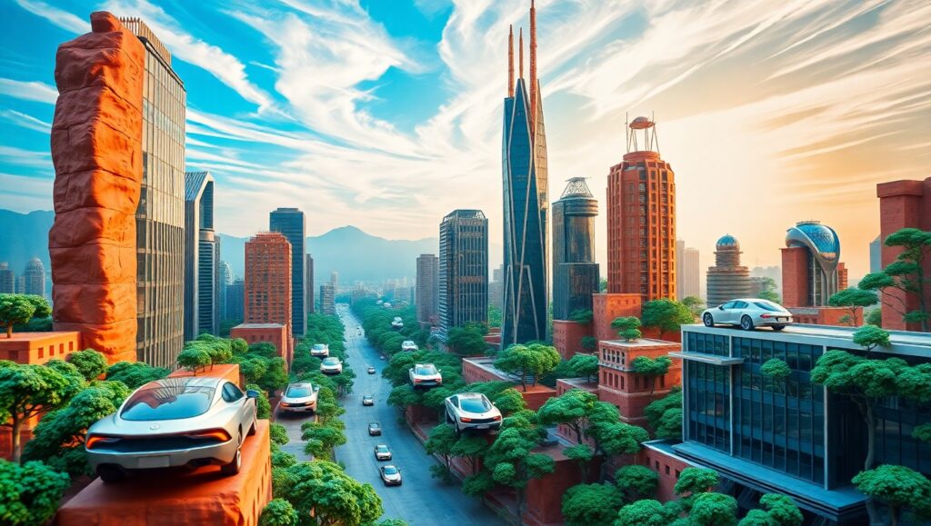 Futuristic Clay Cityscape – free AI stock image