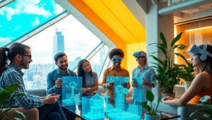 Futuristic Collaborative Startup Environment 8hu – free AI stock image