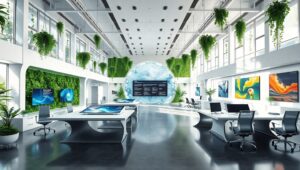 Futuristic Corporate Office Design – free AI stock image