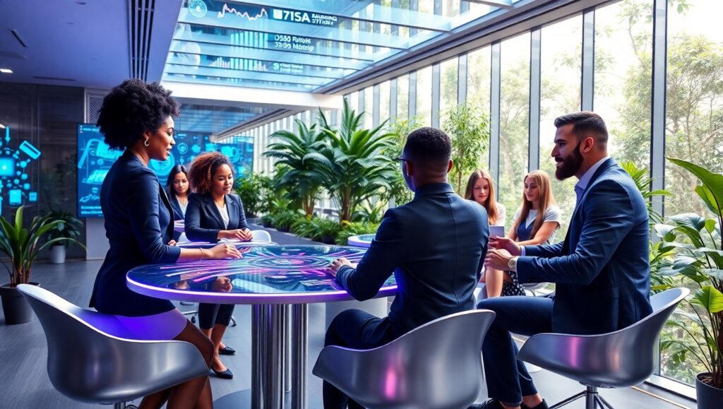 Futuristic Corporate Office Design Concept – free AI stock image