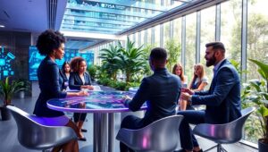Futuristic Corporate Office Design Concept – free AI stock image