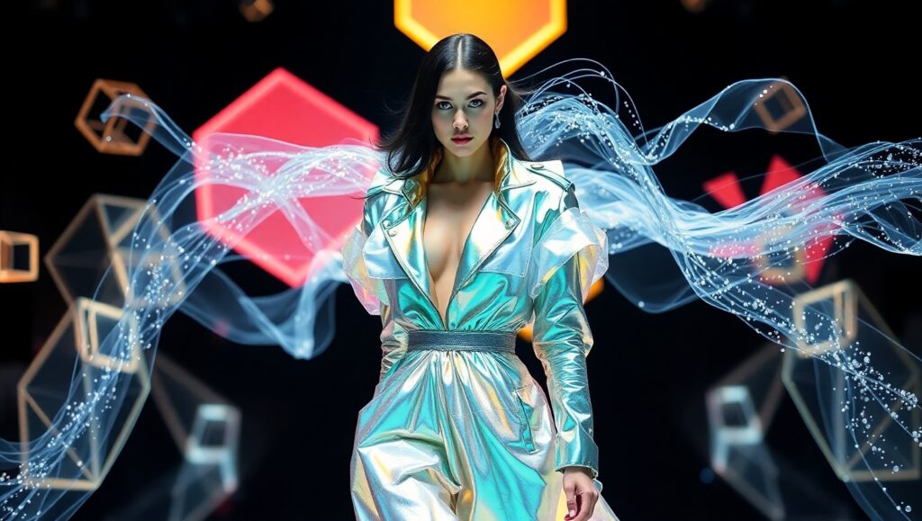 Futuristic Couture in Ethereal Light – free AI stock image
