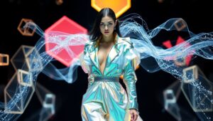 Futuristic Couture in Ethereal Light – free AI stock image