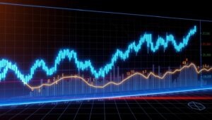 Futuristic Cryptocurrency Trend Visualization – free AI stock image