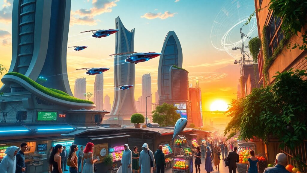 Futuristic Eco-City at – free AI stock image