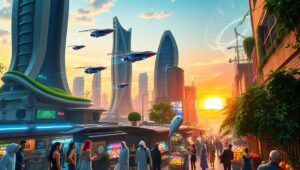 Futuristic Eco-City at – free AI stock image
