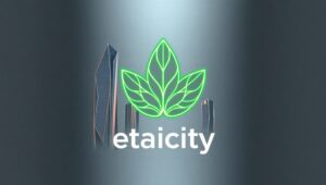 Futuristic Eco-Friendly City Logo – free AI stock image