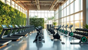 Futuristic Eco-Friendly Gym Interior – free AI stock image