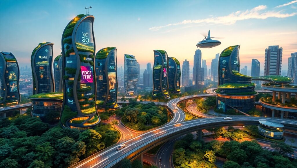 Futuristic Eco-Friendly Urban Landscape – free AI stock image