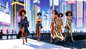 Futuristic Fashion in Urban Landscape – free AI stock image