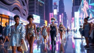 Futuristic Fashion on Neon Streets – free AI stock image