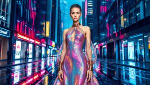 Futuristic Fashion on Neon Streets pmh – free AI stock image