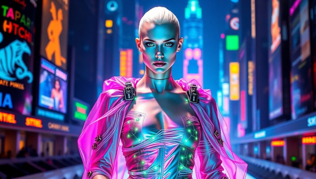 Futuristic Fashion on the Runway – free AI stock image