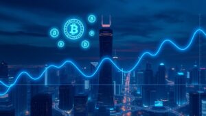 Futuristic Financial Graphs in Urban Landscape – free AI stock image