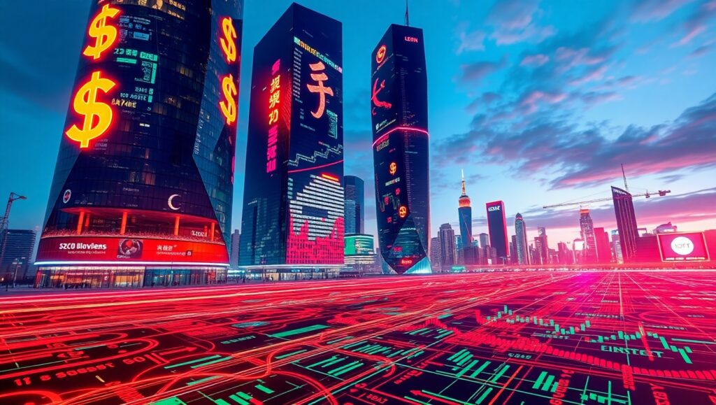 Futuristic Financial Skyline Visualization fBL – free AI stock image