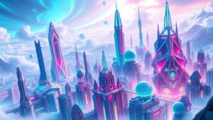 Futuristic Geometric Cityscape – free AI stock image