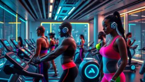 Futuristic Gym Equipment and Aesthetics – free AI stock image