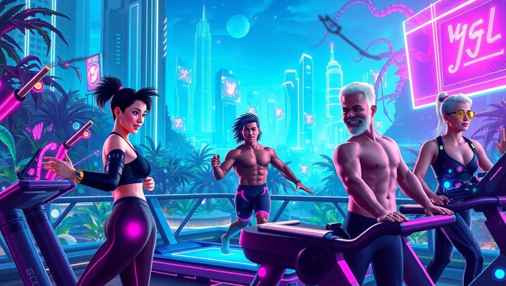 Futuristic Gym: Urban Fitness Adventure – free AI stock image