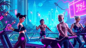 Futuristic Gym: Urban Fitness Adventure – free AI stock image