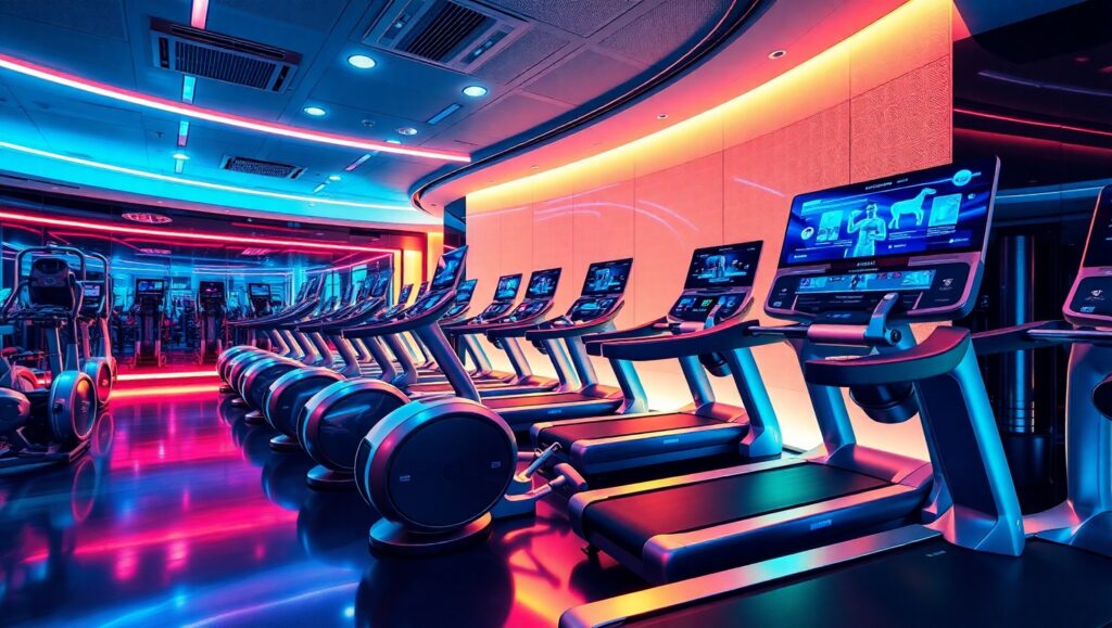 Futuristic Gym with Advanced Equipment G8r – free AI stock image