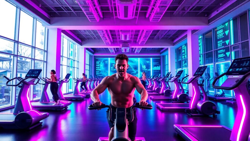 Futuristic Gym with High-Tech Equipment – free AI stock image