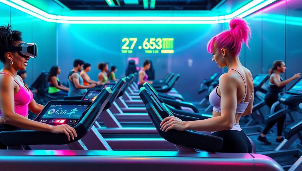 Futuristic Gym with VR Equipment – free AI stock image