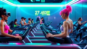 Futuristic Gym with VR Equipment – free AI stock image