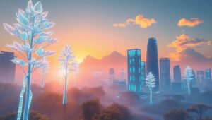 Futuristic Harmony in Augmented Reality – free AI stock image