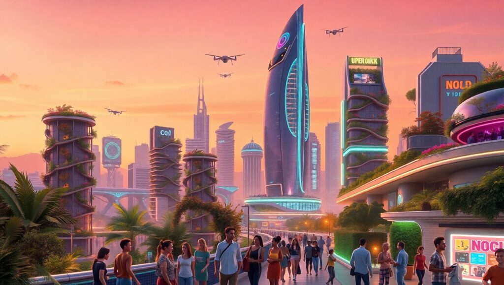Futuristic Harmony in Smart Cities – free AI stock image