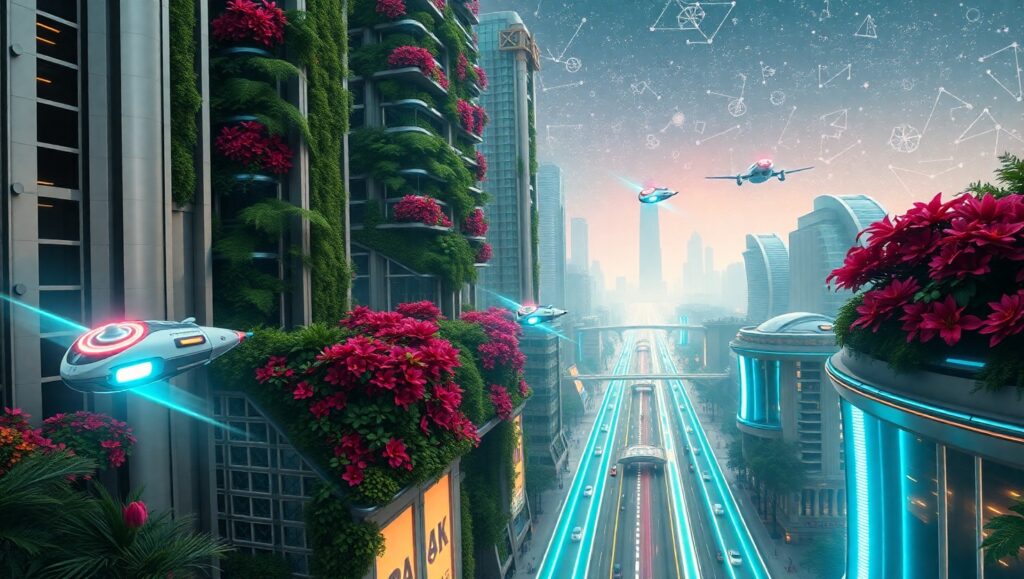 Futuristic Harmony in Urban Landscape – free AI stock image