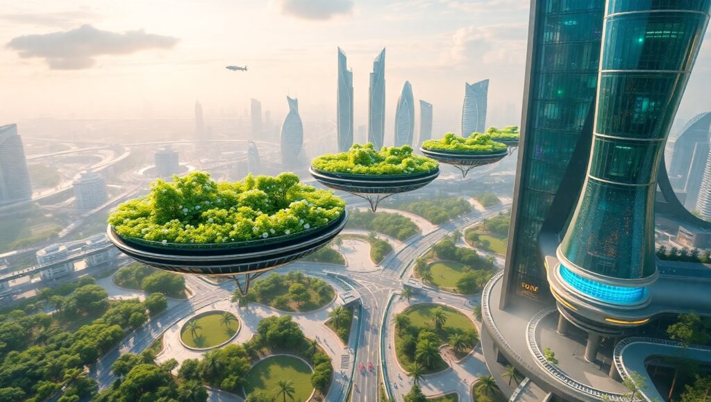 Futuristic Harmony in Urban Landscapes – free AI stock image