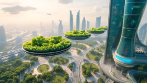 Futuristic Harmony in Urban Landscapes – free AI stock image